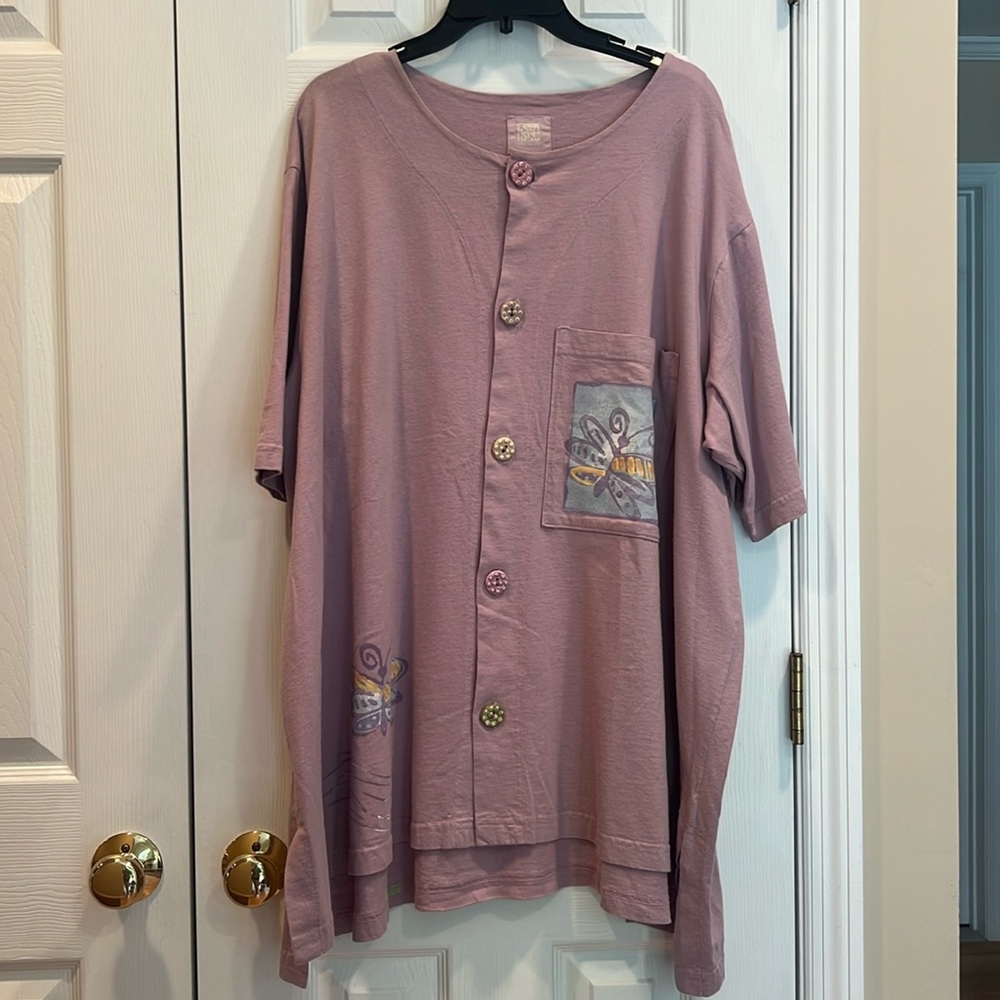 Blue Fish Button Front Top